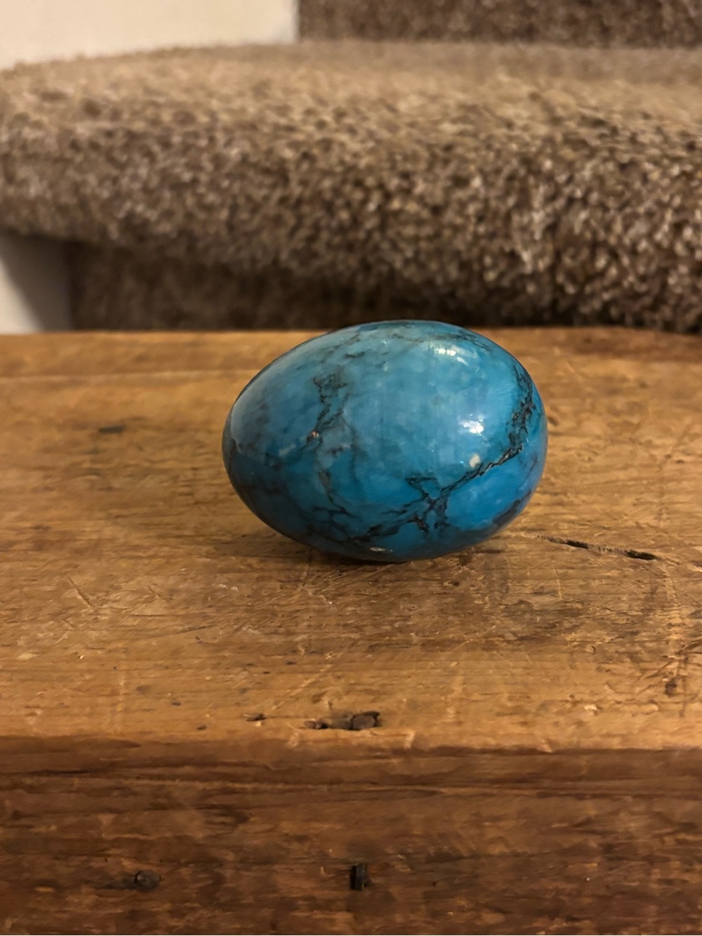 Blue Decorative Stone Egg - Home Art Accent